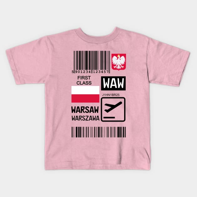 Warsaw Poland travel ticket Kids T-Shirt by Travellers